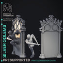 Silver Golems - 3 Monsters & Enviromental models -  PRESUPPORTED - Illustrated and Stats - 32mm scale