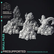 Skull Piles - Scatter Terrain - 9 Models - PRESUPPORTED - 32mm scale - Only-Games