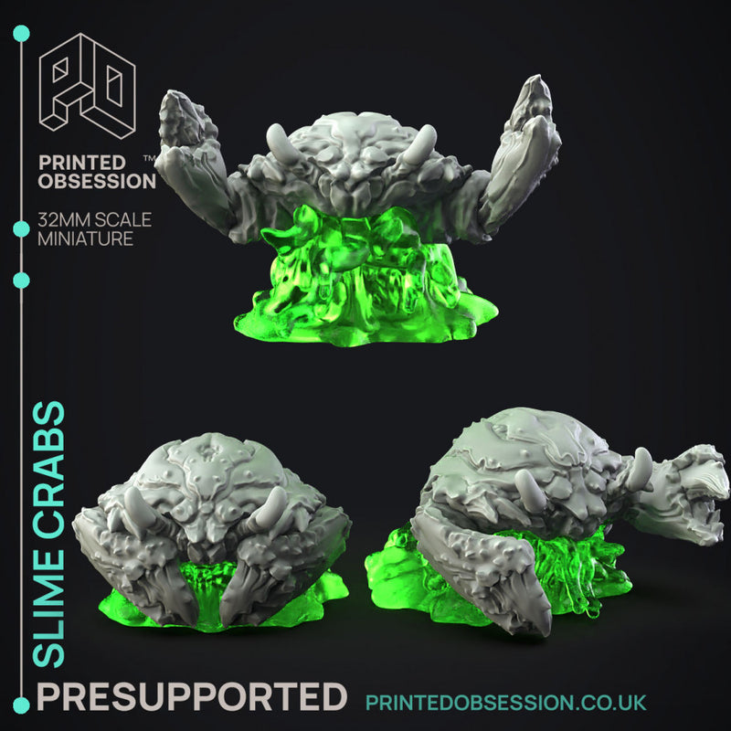 Slime Crabs - 3x Slime Monsters -  PRESUPPORTED - Illustrated and Stats - 32mm scale