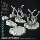 Slime Pools - 6x Enviroment Slimes -  PRESUPPORTED - Illustrated and Stats - 32mm scale
