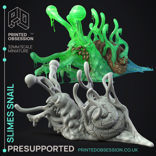 Slime Snail - Slime Monster -  PRESUPPORTED - Illustrated and Stats - 32mm scale - Only-Games