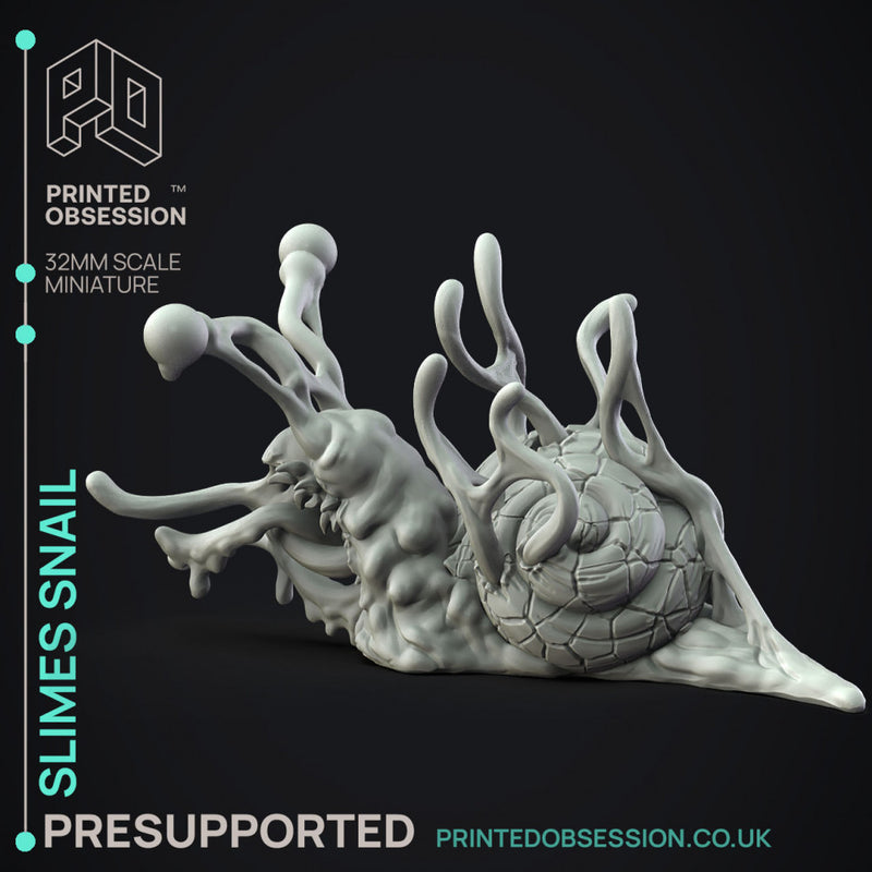Slime Snail - Slime Monster -  PRESUPPORTED - Illustrated and Stats - 32mm scale