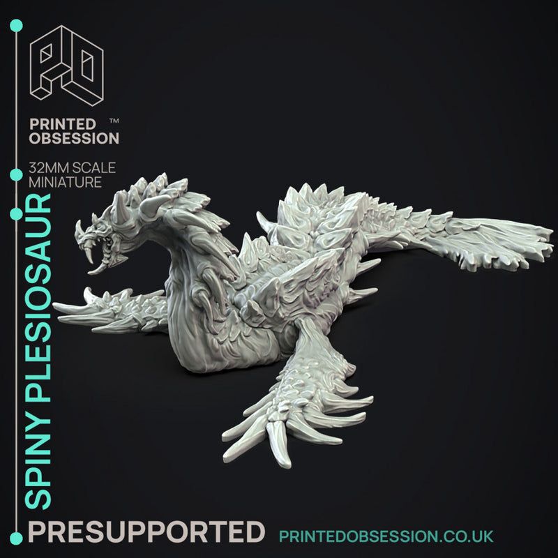 Spiny Plesiosaur - Large Monster -  PRESUPPORTED - Illustrated and Stats - 32mm scale