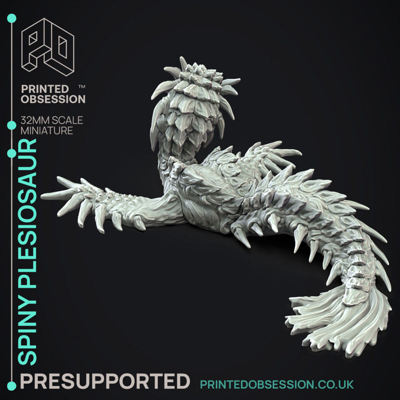 Spiny Plesiosaur - Large Monster -  PRESUPPORTED - Illustrated and Stats - 32mm scale