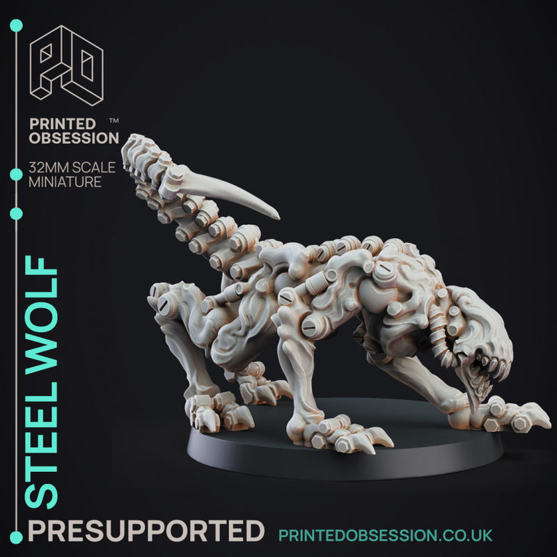 Steel Wolf - Construct - PRESUPPORTED - D&D 32mm