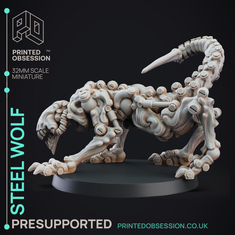 Steel Wolf - Construct - PRESUPPORTED - D&D 32mm