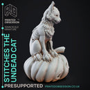 Stiches the Zombie Cat - Small Familar - PRESUPPORTED - 32mm scale