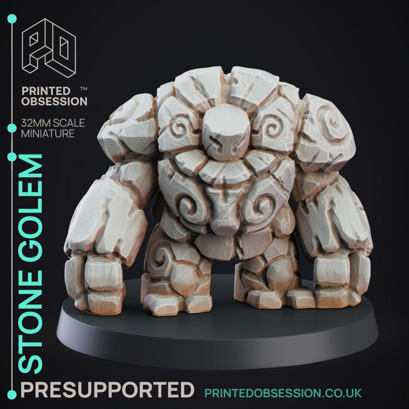 Stone Golem - Construct - PRESUPPORTED - D&D 32mm