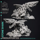Stone Shark - Elemental Creature -  PRESUPPORTED - Illustrated and Stats - 32mm scale