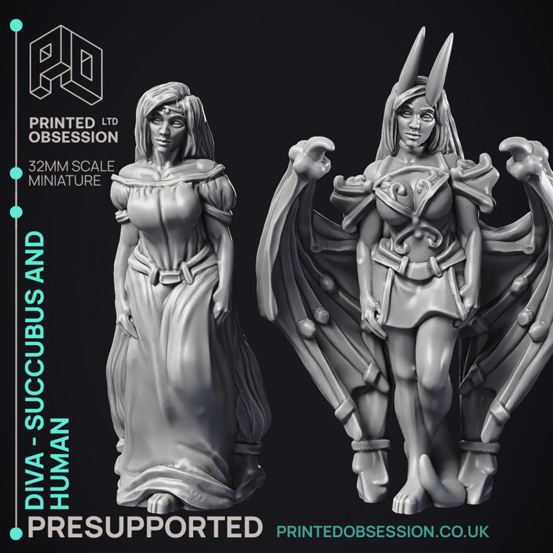 Succubus & Incubus Collection - 14 models 7 demon 7 human disguise - PRESUPPORTED - 32 mm Scale
