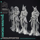 Sword Wraiths - 4 Models - Undead Sword Masters - PRE SUPPORTED -32mm scale - D&D