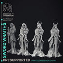 Sword Wraiths - 4 Models - Undead Sword Masters - PRE SUPPORTED -32mm scale - D&D