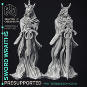 Sword Wraiths - 4 Models - Undead Sword Masters - PRE SUPPORTED -32mm scale - D&D - Only-Games