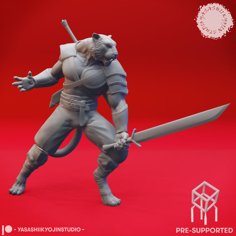Tabaxi Barbarian - Tabletop Miniature (Pre-Supported)