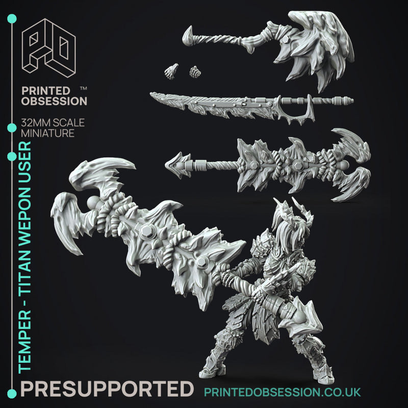 Temper - Great Wepon Fighter - Monster Hunting Party -  PRESUPPORTED - Illustrated and Stats - 32mm scale
