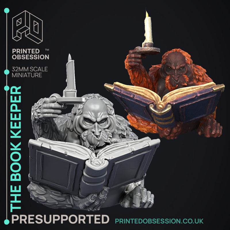 Book Keeper - NPC Libarian -  PRESUPPORTED - Illustrated and Stats - 32mm scale