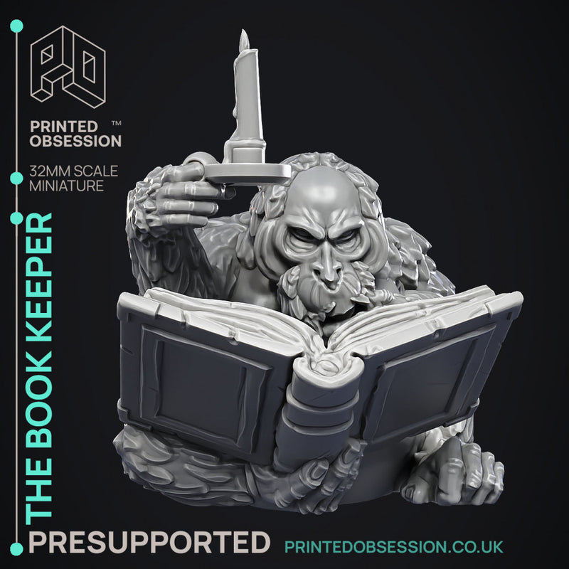 Book Keeper - NPC Libarian -  PRESUPPORTED - Illustrated and Stats - 32mm scale