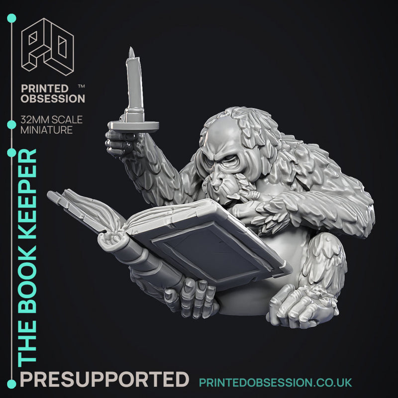 Book Keeper - NPC Libarian -  PRESUPPORTED - Illustrated and Stats - 32mm scale