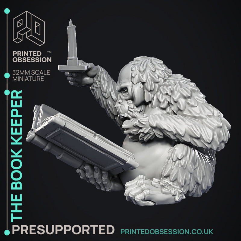 Book Keeper - NPC Libarian -  PRESUPPORTED - Illustrated and Stats - 32mm scale