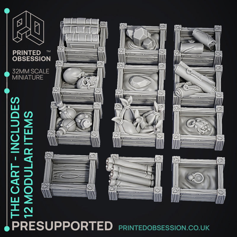 Cart - Modular Enviroment Model -  PRESUPPORTED - Illustrated and Stats - 32mm scale