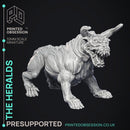 The Heralds - 2 Hell Hounds - Ghast Busters - PRESUPPORTED - Illustrated and Stats - 32mm scale