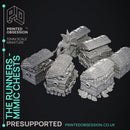 The Runners - 6 Chest Mimics -  PRESUPPORTED - Illustrated and Stats - 32mm scale