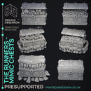 The Runners - 6 Chest Mimics -  PRESUPPORTED - Illustrated and Stats - 32mm scale
