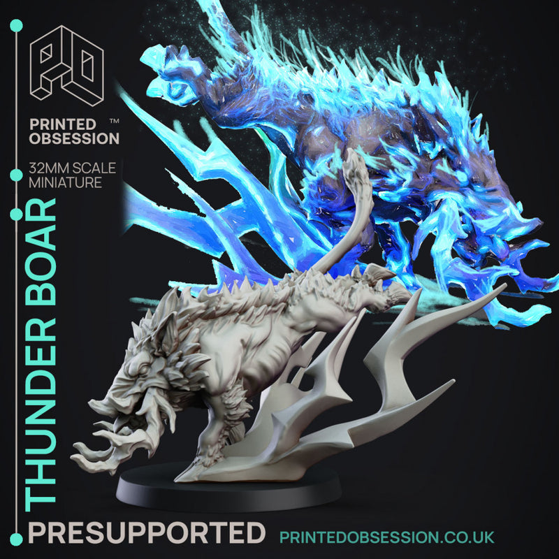 Thunder Boar - Elemental Familar - PRESUPPORTED - 32mm scale