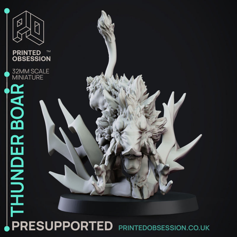 Thunder Boar - Elemental Familar - PRESUPPORTED - 32mm scale