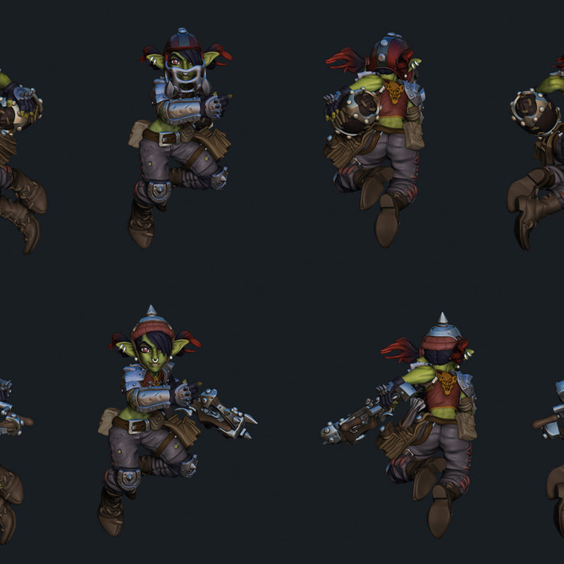 Tshuk - Female Goblin Sharpshooter in Action and Football Pose - STL only - Only-Games