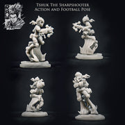 Tshuk - Female Goblin Sharpshooter in Action and Football Pose - STL only - Only-Games
