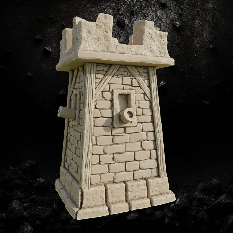 Stone Tower with Cannons - Fantasy Fortification STL, DnD & Wargaming Scenery - Only-Games