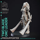 Two Blade - Female Orc Commander - PRE SUPPORTED - 32 mm scale miniature