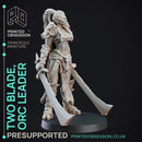 Two Blade - Female Orc Commander - PRE SUPPORTED - 32 mm scale miniature