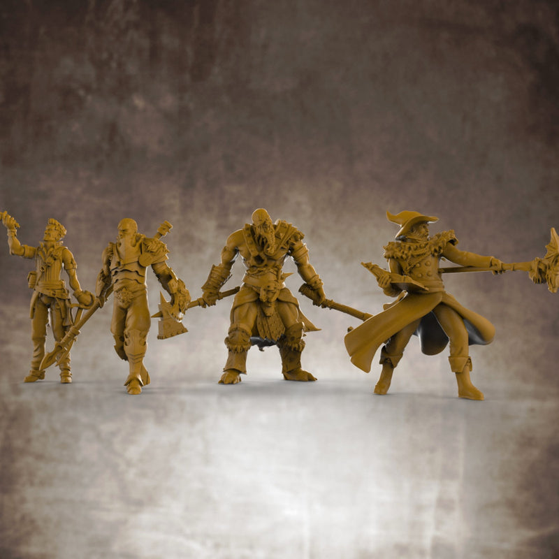 RPG Hero Miniatures Bundle (Barbarian, Fighter, Rogue, Wizard) 32mm scale
