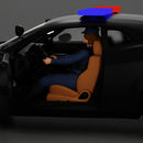 Focused officer in blue uniform driving seated holding steering wheel - Only-Games