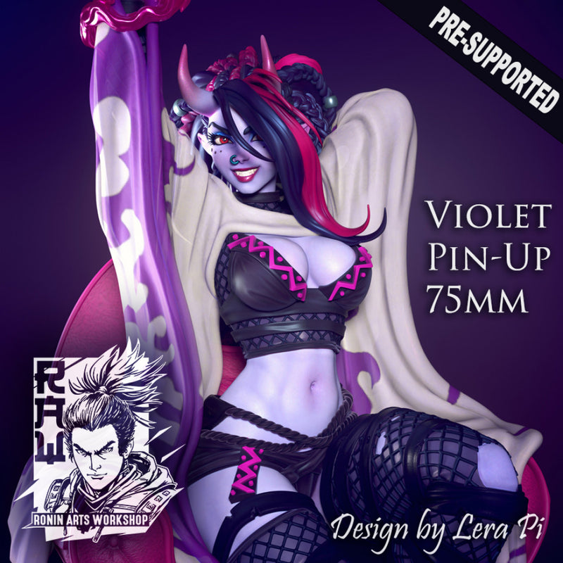 Violet Pin Up 75mm Pre-Supported - STL only - Only-Games
