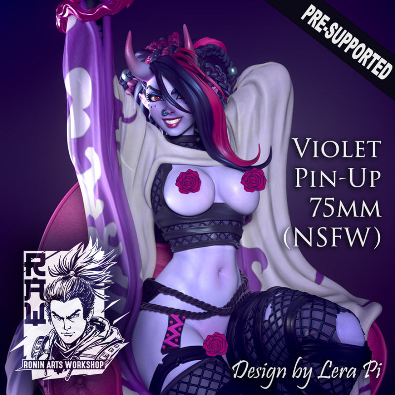 Violet Pin Up 75mm (NSFW Version) Pre-Supported - STL only - Only-Games