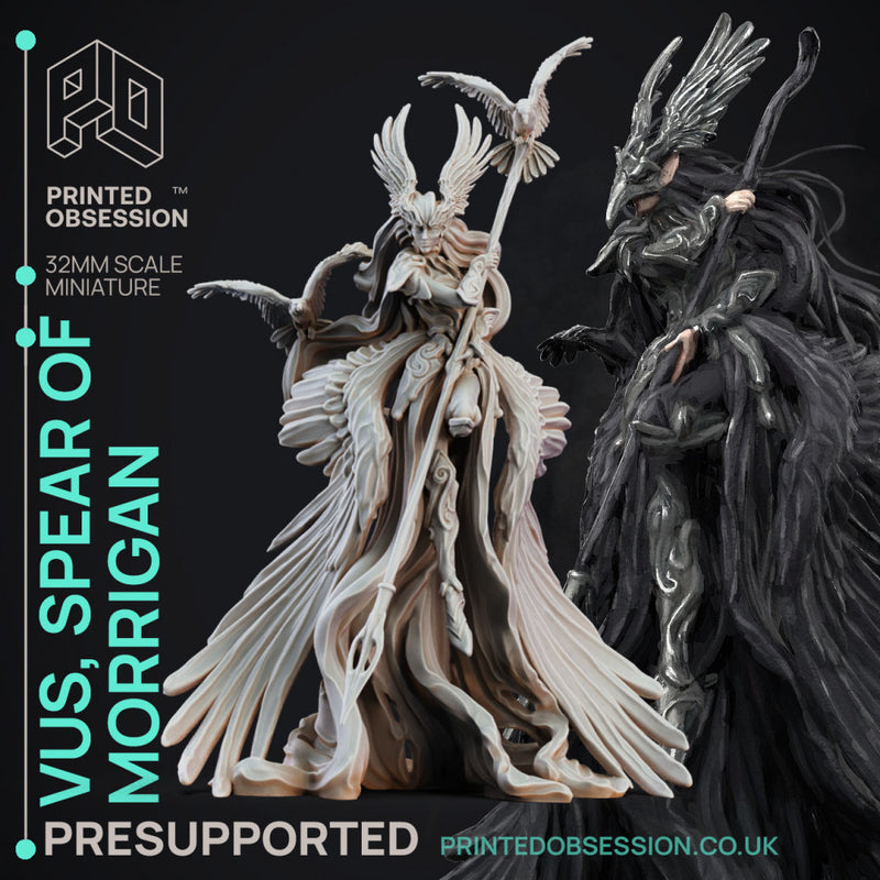 Vus - Spear Maiden to Morrigan - PRESUPPORTED - 32mm Scale - D&D - Only-Games