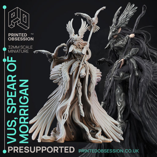 Vus - Spear Maiden to Morrigan - PRESUPPORTED - 32mm Scale - D&D - Only-Games