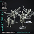 Wasp Cavalery - 3 Mounted Fighters -  PRESUPPORTED - Illustrated and Stats - 32mm scale
