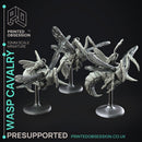 Wasp Cavalery - 3 Mounted Fighters -  PRESUPPORTED - Illustrated and Stats - 32mm scale