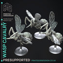 Wasp Cavalery - 3 Mounted Fighters -  PRESUPPORTED - Illustrated and Stats - 32mm scale