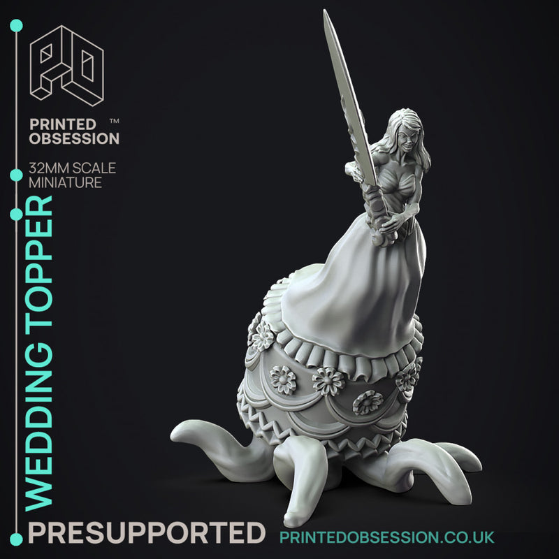 Wedding Cake Topper - Cake Monster -  PRESUPPORTED - Illustrated and Stats - 32mm scale