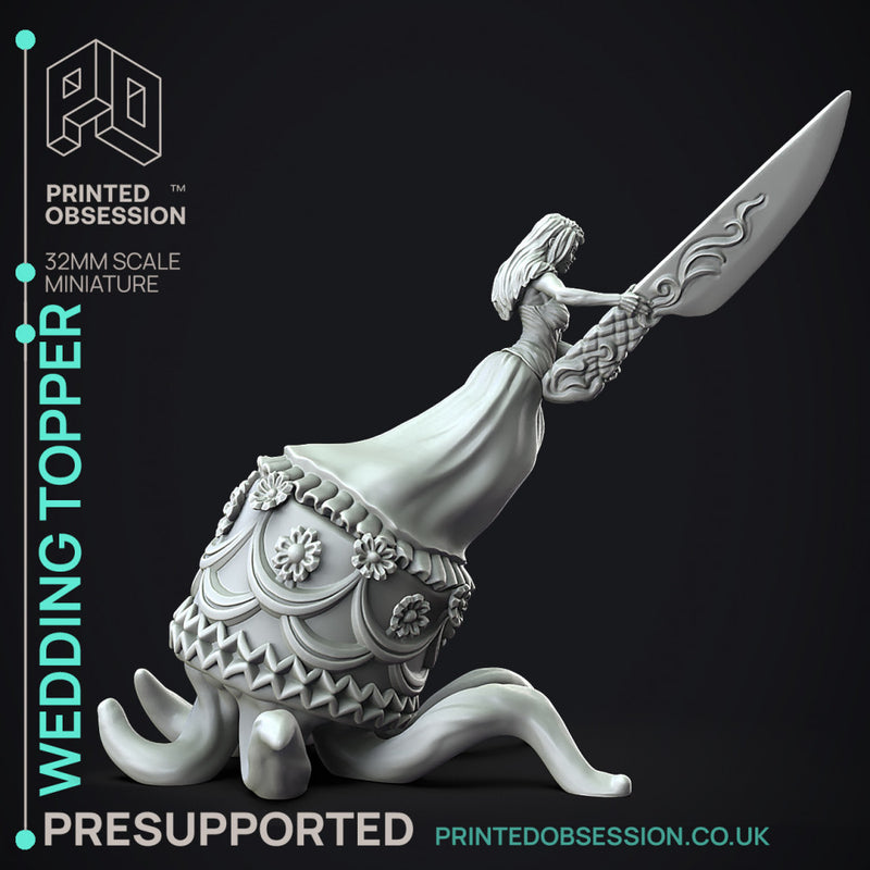 Wedding Cake Topper - Cake Monster -  PRESUPPORTED - Illustrated and Stats - 32mm scale