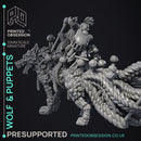 Wolf  & Puppets - Free Model for Painting Competition - PRESUPPORTED - Illustrated - 32mm scale