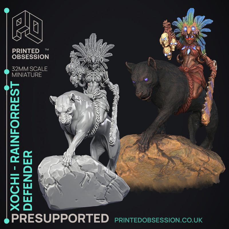 Xochi - Rainforest Defender - Female Fighter -  PRESUPPORTED - Illustrated and Stats - 32mm scale