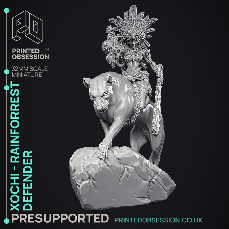 Xochi - Rainforest Defender - Female Fighter -  PRESUPPORTED - Illustrated and Stats - 32mm scale