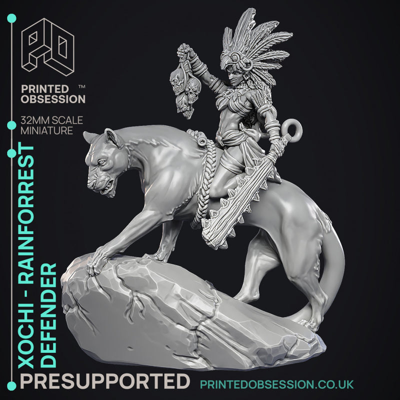 Xochi - Rainforest Defender - Female Fighter -  PRESUPPORTED - Illustrated and Stats - 32mm scale