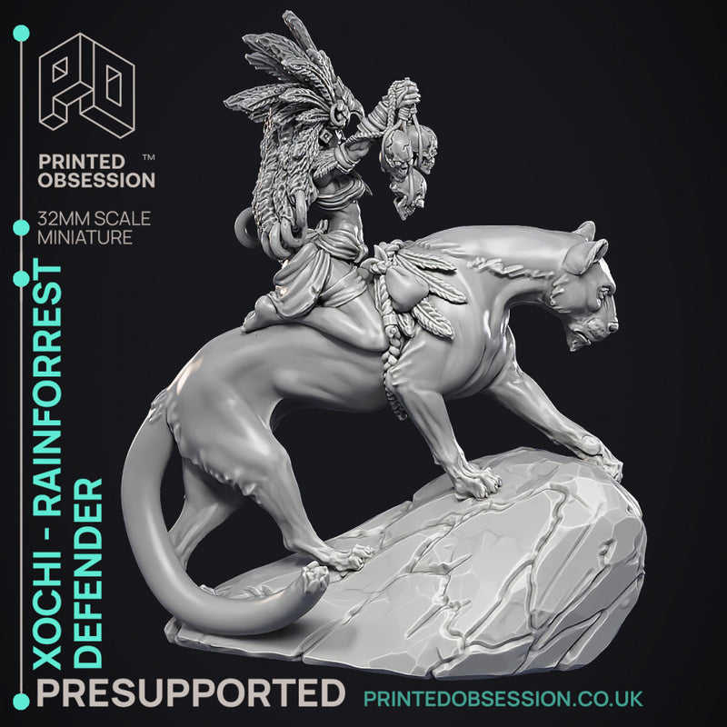 Xochi - Rainforest Defender - Female Fighter -  PRESUPPORTED - Illustrated and Stats - 32mm scale